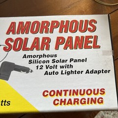 New Amorphous 44768 Silicon Solar Panel 12 Volt With Auto Lighter Adapter