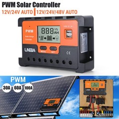 Upgraded PWM Solar Panel Battery Regulator Charge Controller Dual USB 12/24/48V