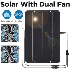 Solar Powered Dual Exhaust Fan Solar Panel Fan 12V For Greenhouse Chicken Coop