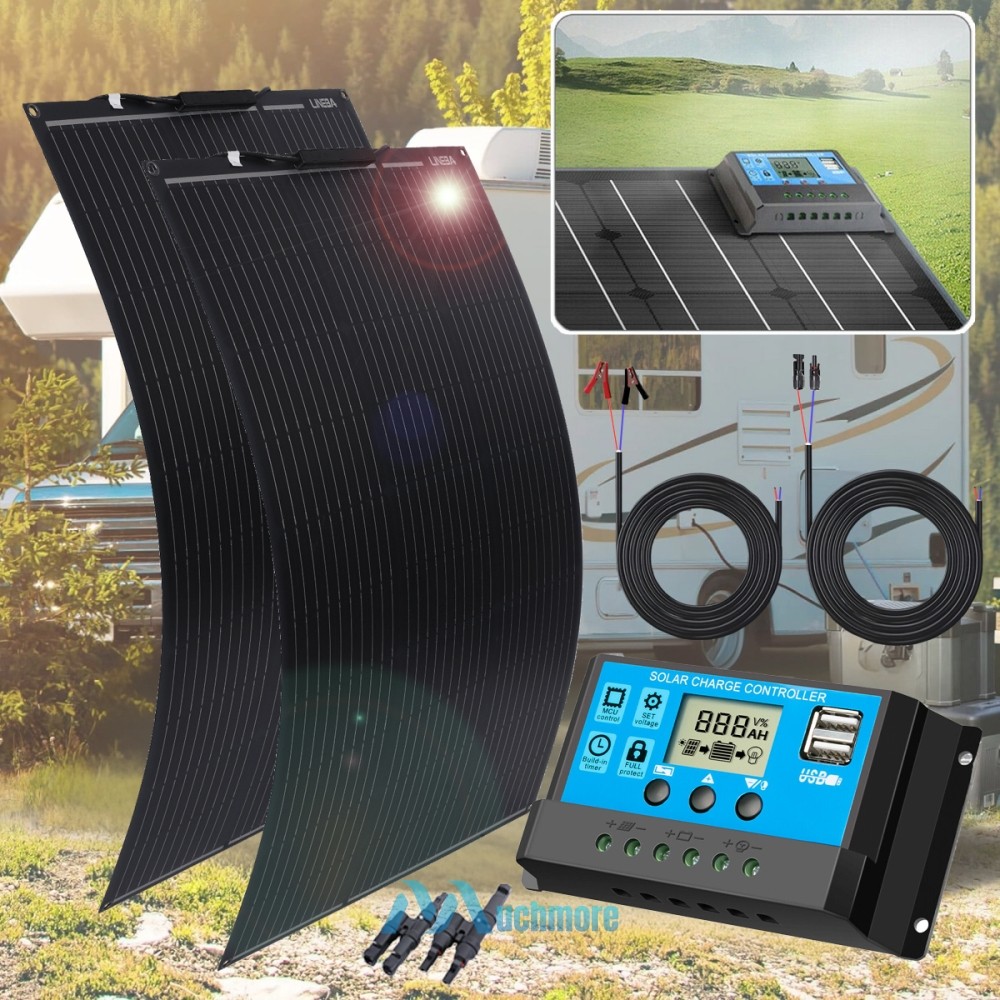 200W Flexible Solar Panel Kit Mono 12/24V 24% HighEfficiency for RV Camping Home