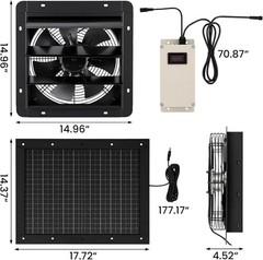 Solar Powered Exhaust Fan, 30W Solar Panel+12″ High Speed Solar Powered Fans wit