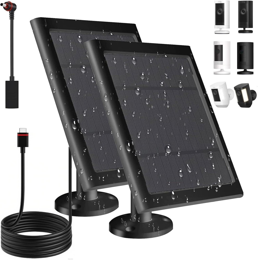 Solar Panel for Ring Camera(2nd Generation) Dustproof Waterproof 5W Solar Panel