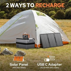 Compact Solar Rechargeable Power Station 120W – LED Flashlight & Multiple Ports