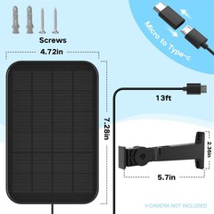 Solar Panel Security Camera Charger 3.2W Waterproof 13ft Cable 360° Mount Arlo