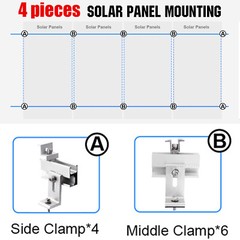 Solar Panel Roof Mount Bracket Fixing Clamp Kit for 1-4Pcs Solar Panels Mounting