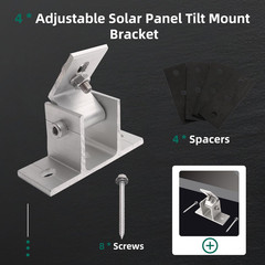 4 Pack Adjustable Solar Panel Tilt Mount Bracket Base, Tilt Angle 10°-60° Flat R