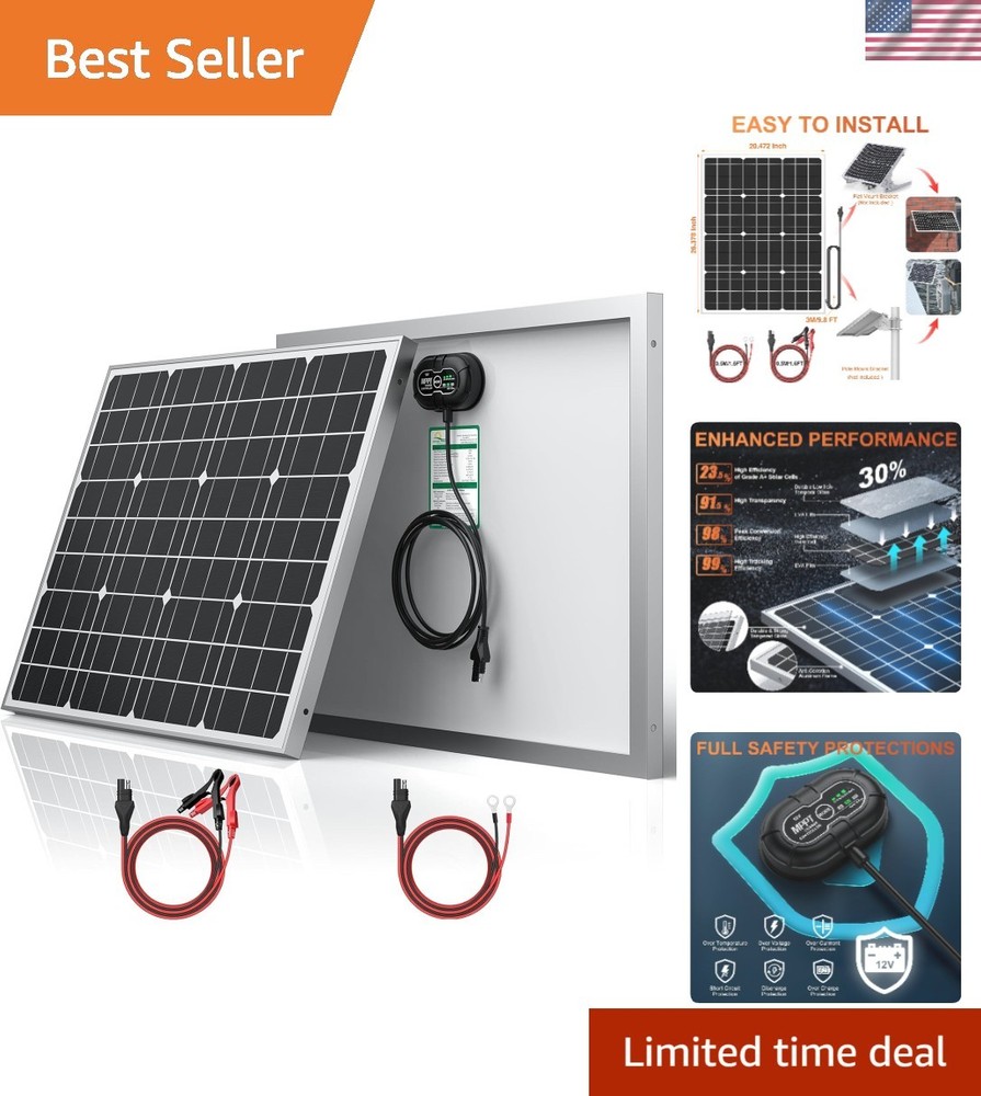 Smart 12V 50W Solar Panel with Built-in MPPT – Perfect for Deep Cycle Batteries
