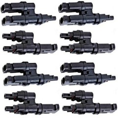 Male/Female Solar Panel T Branch Connectors Cable Splitter Coupler Combiner Pair