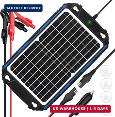 SUNER POWER Waterproof 12W 12V Solar Battery Charger & Maintainer Pro, Built-in