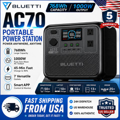 BLUETTI AC70 Portable Power Station 768Wh 1000W LiFePO4 Fast Charging USA