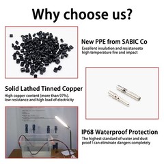 Witproton 8AWG Solar Connectors IP68 Waterproof 1500V 70A Solid Tinned Copper…