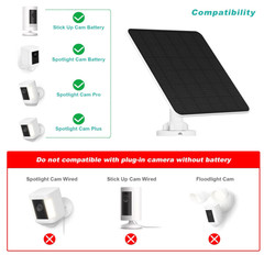 Solar Panel for Ring Camera, 5W Camera Solar Panel Compatible with Ring Stick Up