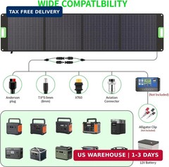 200W Portable Solar Panel for Power Station, Foldable Solar Charger w/ 4 Kicksta