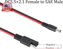 2Pack SAE to DC Adapter Cable SAE Plug to DC 5.5mmx2.1mm Male Connector Cables w