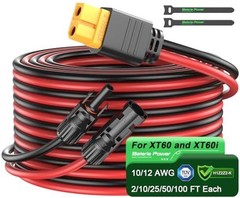 10FT Solar Connector to XT60 Adapter Extension Cable, 10 ft 12AWG Red and Black