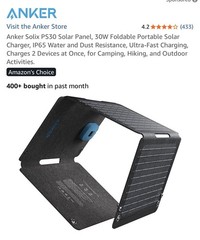 Anker Solix PS30 Solar Panel, 30W Foldable Portable Solar Charger, IP65 Water an