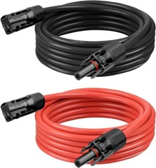 10 AWG Solar Extension Cable 10FT Black + 10FT Red, for Solar Panel, RV, Boat