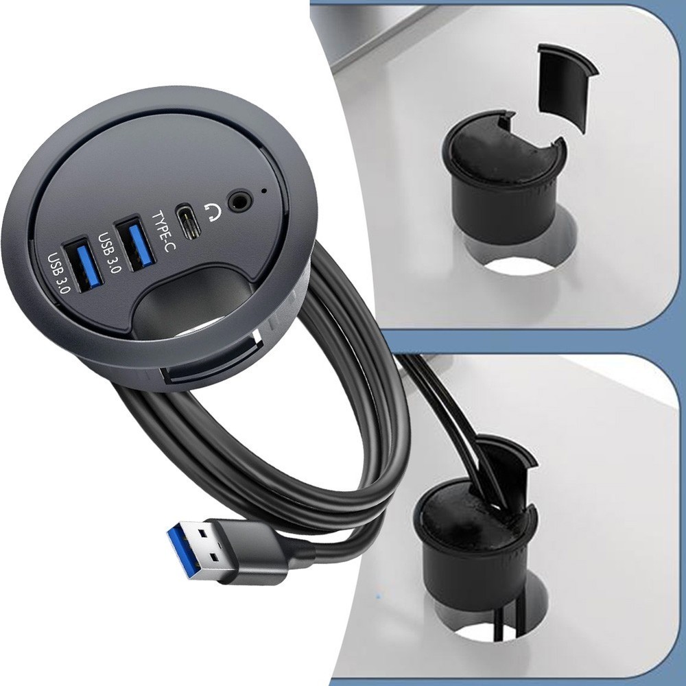 Desk Grommet Audio Interface USB Hub for Easy For Desktop Connectivity