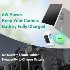 Solar Panel for Ring Camera, 6W Solar Charger with USB-C & Barrel Plug for Ring
