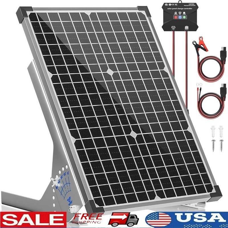 30W Solar Panel Charger MPPT Adjustable Waterproof Durable Battery Maintainer US
