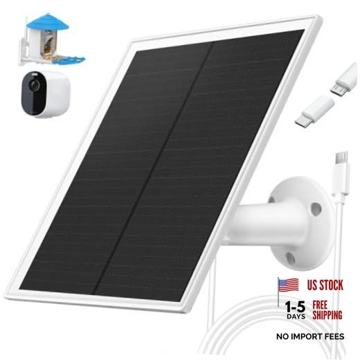 Solar Panel Charger, 6W Solar Panel with Micro USB & USB-C Port,IP66 White