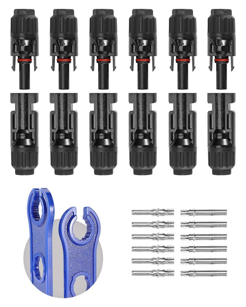12 PCS Solar Connectors with Spanners Solar Panel Cable Connectors 6 Pairs Ma…