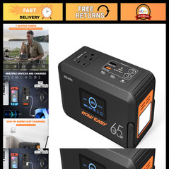 Portable Power Station 135W Solar Generator, 98Wh Battery Backup, AC Outlet, LED