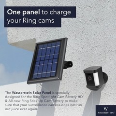 Easy Install Solar Panel for Ring Spotlight & Stick Up Cameras – 1-Pack, Black