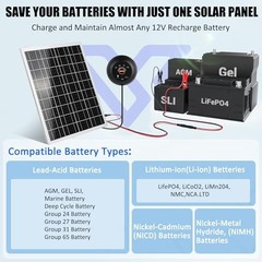 TBER Solar Panel Kit 25W 12V Solar Battery Trickle Charger Maintainer PRO with