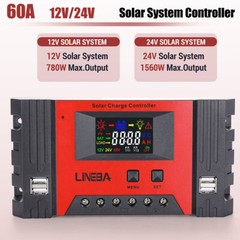 30A-100A Solar Panel Regulator Charge Controller 12/24V Color LCD Display 4 USB