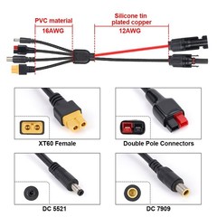 3ft 4in1 Solar Connector Solar Panel Extension Cable Kit For XT60/DC7909/DC5521