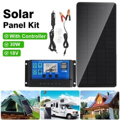 30W 60W Mono Solar Panel Kit 18V Battery Charger Controller 100A Car RV Home