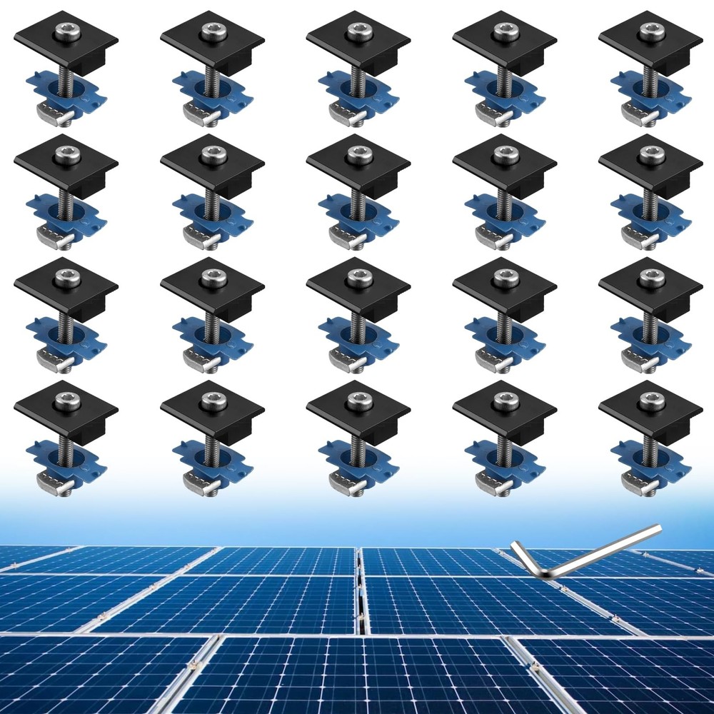 20pcs Solar Panels Mid Clamps for Unistrut, Aluminium 30mm/35mm Solar Panel B…