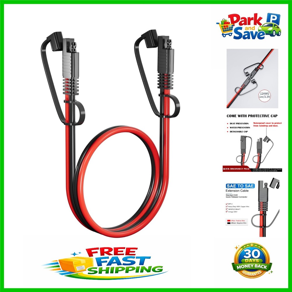 3.3FT SAE Extension Cable with Pure Copper Wire for Cars, RVs, and Solar Panels