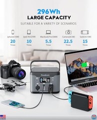 300W Portable Power Station 296Wh Battery Backup Solar Generator for Camping