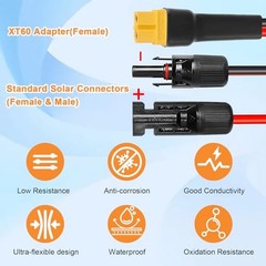 40FT XT60 Solar Extension Cable 10AWG XT60 – 2/3/6 10/15 20-25 35 40 50 75