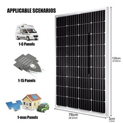 200W 12V Monocrystalline Solar Panel Off Grid Power for RV Camping Boat Caravan