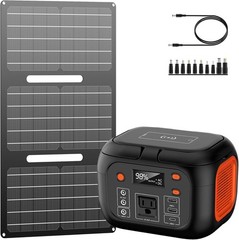 Portable Power Station 150W 97Wh Battery Bank Fast Charging & 30W Solar Panel