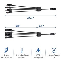 Y Branch Solar Panel Cable 4 in 1 Adapter Connector Caravan Off Grid System Wire