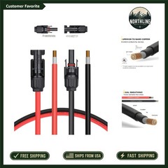 20 Feet 10AWG Water-Resistant Solar Cable with Extra Connectors – Certified