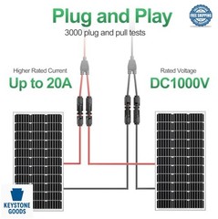 Solar Panel Y Branch Connector 2 Pairs Parallel Adapter 14AWG-10AWG IP67
