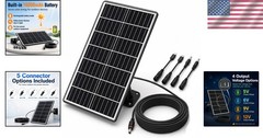 15W Solar Panel Kit with 16000mAh Battery – 4 Voltage Outputs & Waterproof