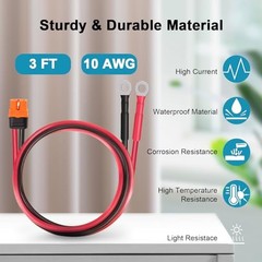 10 AWG XT60i to O Ring Terminal Cable – Female to O Ring – 3FT 10AWG