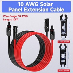 10AWG Solar Extension Panel Cable – 10FT Solar Wire with Solar Panel Adaptor Kit