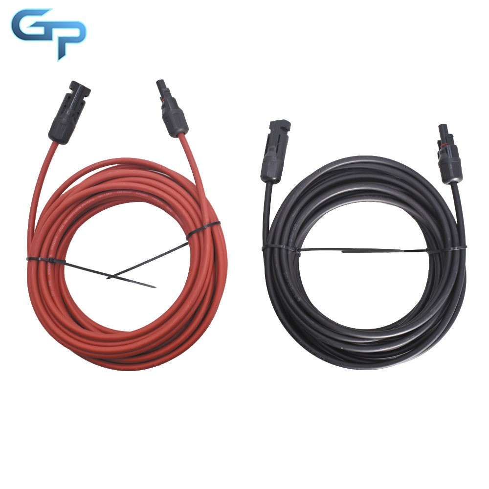 Solar Panel Extension Cable Wire Connector 12AWG 1 Pair 30 FT Black + Red
