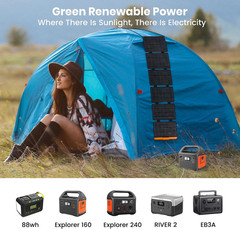 2PCS 60W Portable Solar Panels Chargers with PD3.0 USB-C,QC3.0 USB-A and DC Outp