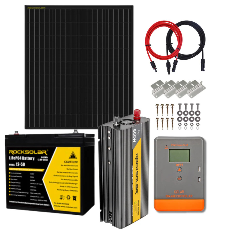 ROCKSOLAR Promo 500W 12V Off-Grid Solar System – Complete Kit for Home & RV