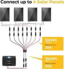 Solar Parallel Connectors for 2-4 Solar Panels, Extra Long 2 to 8 Y Branch 10…