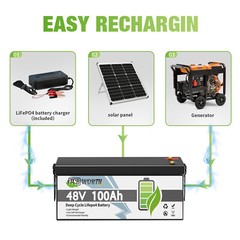 48V 100Ah 200A BMS Lithium Battery Bluetooth Mobile APP 5KWH Club Car Golf Carts