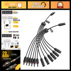 Extra Long Solar Y Connectors 1 to 6 Parallel, Durable Pair for Solar Panels
